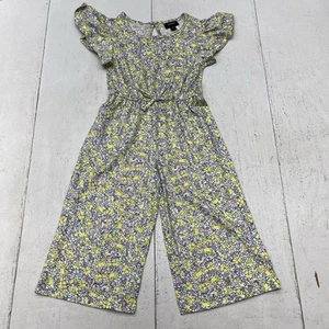 Picapino Purple & Yellow Floral Print Short Sleeve Jumpsuit Girls Size 4 - Picture 1 of 7