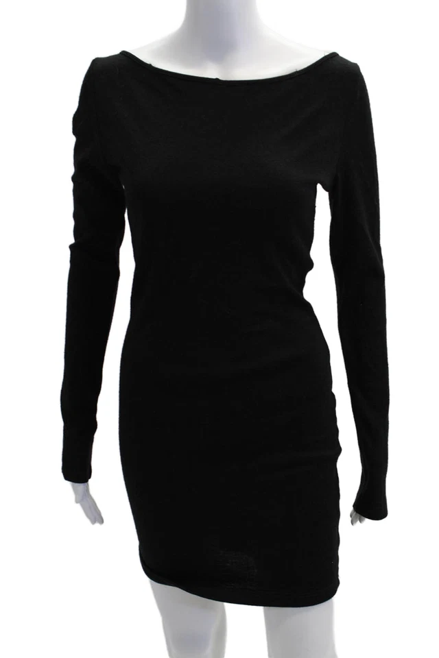Alice + Olivia Womens Long Sleeve Zipper Knee Length Sweater Dress Black Size S - Image 1 of 4