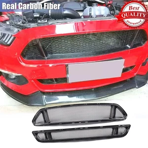 For Ford Mustang 2015-17 Real Carbon Front Upper+Lower Bumper Grill Grille Cover - Picture 1 of 15