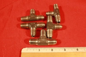 Menge 5 Edelstahl JIC-6 (3/8") 37° Stecker Lauf T-Stück mit einem 1/4" NPTF Ende - Bild 1 von 2