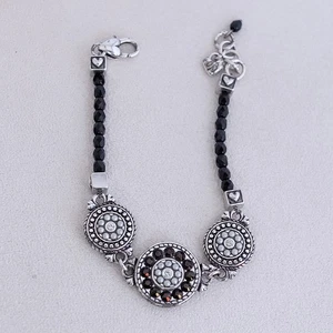Brighton 1910 Jet Set schwarz Perlen Armband wendbar Silber Perle nicht mehr produziert 8" - Bild 1 von 7