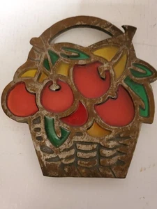 VINTAGE CAST Iron & STAINED GLASS TRIVET - Picture 1 of 6