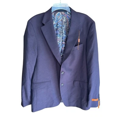 Tallia mens Burgundy Black wool single breasted blazer notch lapel size 42L NWT - Image 1 of 4