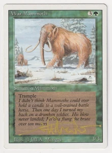 Gold Signed War Mammoth HP Revised Artist Jeff A. Menges 1994 MTG Magic Misprint - Picture 1 of 4
