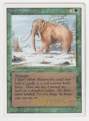 Gold Signed War Mammoth HP Revised Artist Jeff A. Menges 1994 MTG Magic Misprint - Image 1 of 4