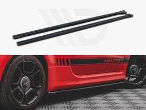 Side Skirts Diffusers Maxton Design Gloss Black ABS For Fiat 500 Abarth Mk1 FL - Picture 1 of 4
