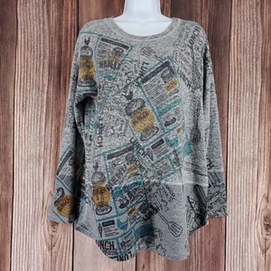 Inoah Wearable Art Womens Size Small Gray Lightweight Sweater Lunch Burger - Picture 1 of 11