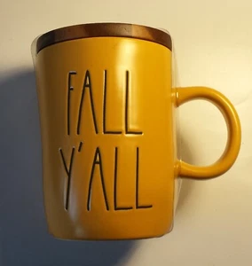 Rae Dunn Fall Yall farbiger Kürbisbecher mit braunem Untersetzerdeckel Top - Bild 1 von 1