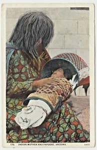 Vintage Curt Teich #34012 Pima Indian Mother & Papoose, Arizona Postcard - Picture 1 of 2