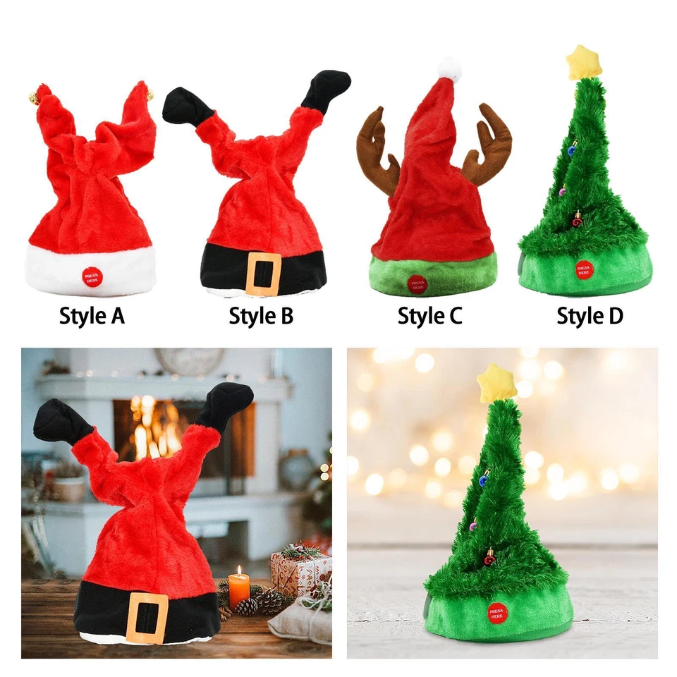 Dancing Christmas Hat Electric Swing Plush Santa Hat Funny Toy Christmas Cap - image 1 of 1