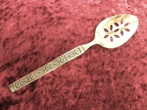 HACIENDA Black Accent Pierced Slotted Serving Spoon Gorham G Stainless VERY NICE - Picture 1 of 3