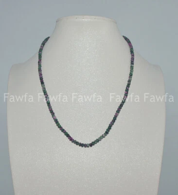 Faceted 2x4mm Natural Red Gems In Zoisite Rondelle Abacus Beads Necklace 18'' - Image 1 of 3