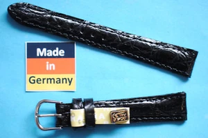 Krokoband Uhrenarmband echt 14mm schwarz von Fluco aus Deutschland - Picture 1 of 1