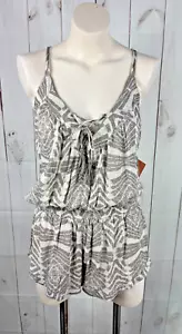 Pagliaccetto Solstizio Nuovo con etichette Rip Curl Alana's Closet Grigio Bianco Tribale Spaghetti Strap M - Foto 1 di 9
