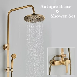 Antik Messing Duschsystem mit 8 Zoll Regendusche Duschkopf und Handbrause - Bild 1 von 10