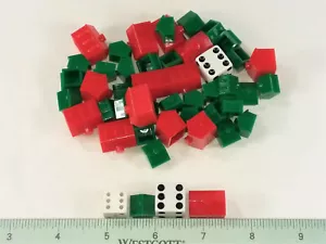 48 POPULAR BOARD GAME PIECES- HOUSES, HOTELS & DICE - Picture 1 of 1