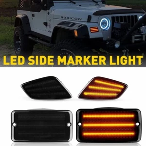 SMOKED LED Bumper Signal + Side Marker Light IP67 For 97-06 Jeep Wrangler TJ A - Picture 1 of 27