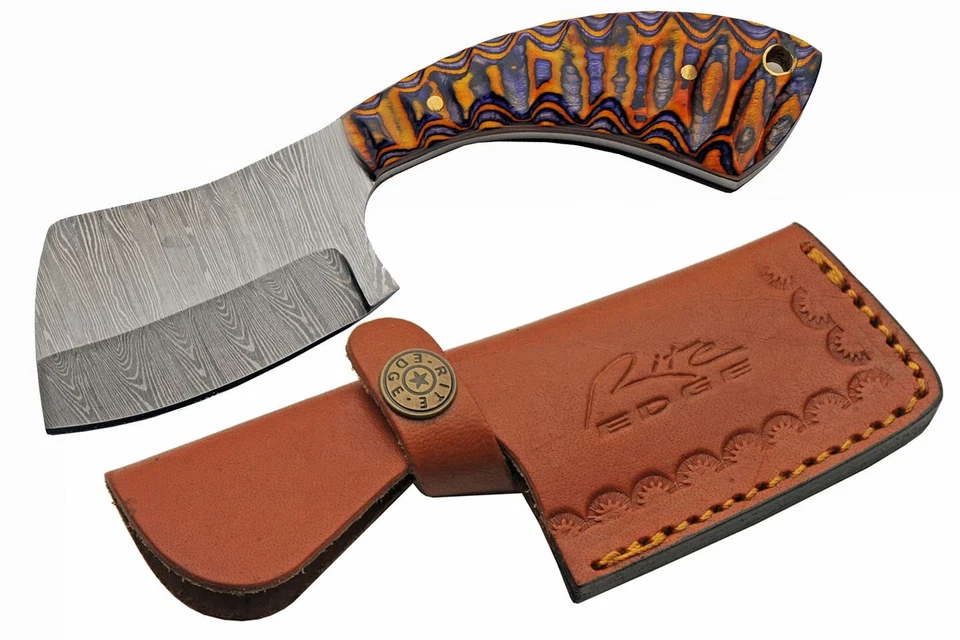 Damascus Small Cleaver Sunrise Fixed Blade Knife DM-1341