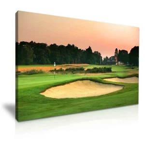 Schönes modernes Leinwandbild Wandbild mit Blick auf den alten Golfplatz von Sunningdale ~ 5 Größen - Bild 1 von 7