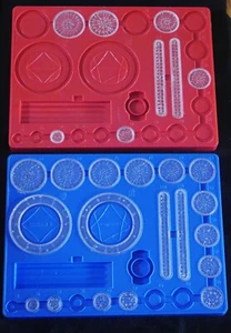 Vintage 1967 & 1968 Kenner Spirograph 401 Red & Blue Trays MISSING PIECES - Picture 1 of 3