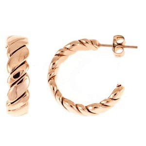 Pair Hoop half Creole 21,7x6,3mm Made of Stainless Steel Rose Gold Coloured - Picture 1 of 1