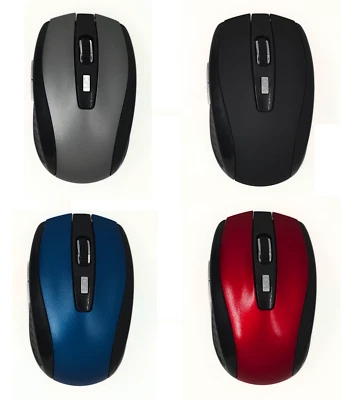Funk Maus Büro Kabellos Schwarz Grau Rot Blau USB Wireless Mouse Für PC Laptop - Bild 1 von 4