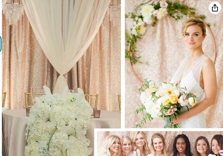 Cortina de telón de fondo de fotografía de lentejuelas para decoración de cortinas de fiesta de boda 7x5 Foto 1 de 3