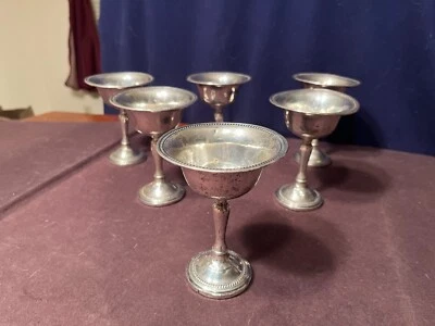 Set of 6 Weighted Sterling Dessert / Sherbert Cups - Image 1 of 4