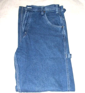 USA Works Jeans Men Size 34x34 Blue Denim Relaxed Fit 8 Pocket Tool Holder - Picture 1 of 8