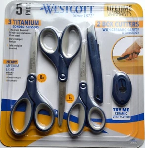 Westcott 8", 7" gerade Titan gebunden Scheren Set mit Keramik Box Schneider - Bild 1 von 2