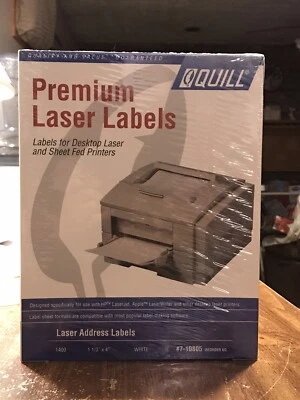 Laser Labels 1-1/3” X 4” - 1,400 Labels In Box-14-up Per 8.5” X 11” Sheet - New - Image 1 of 4