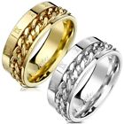 Stainless Steel Roman Numeral Chain Spinning Band Ring Gold Plated or Silver