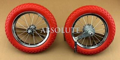 JUEGO DE RUEDAS DE BICICLETA 12" CROMADAS 20 RADIOS 14G CON NEUMÁTICOS ROJOS BMX COMP III PARA NIÑOS Foto 1 de 2