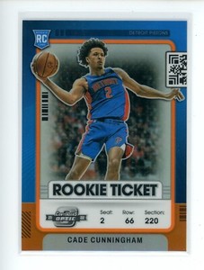 2021-22 Contenders Optic CADE CUNNINGHAM #25 Rookie Ticket Orange Prizm /49 READ
