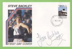 Grenada Grenadine 1990 25c Olimpiadi di Barcellona FDC, firmato Steve Backley, Javelin - Foto 1 di 1
