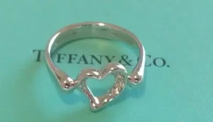 Tiffany & Co. Platinum Peretti Diamond Open Heart Ring Size 5.5 - Picture 1 of 12