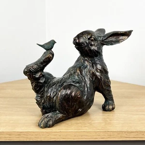 Ornament for Living Room Rabbit with Bird Statue Figurine Vintage Animal Hare - Picture 1 of 9