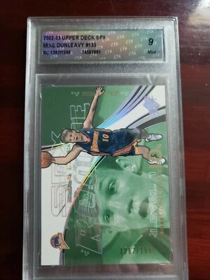 MIKE DUNLEAVY 2002-03 UPPER DECK SPx ROOKIE CARD# 133 CTA GRADE MINT 9 #'d /1599 - Image 1 of 3