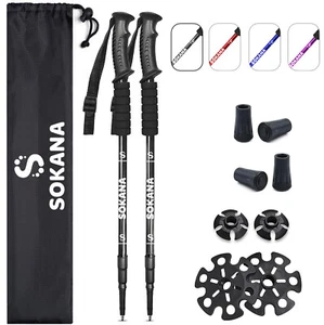 Hiking Walking Trekking Poles 2Pack Telescopic For Hiking Camping Mountaining BK - Picture 1 of 5