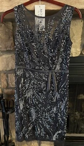 MONTAJE Vestido Mon Cheri Talla 4 LEER Ha sido Alterado Gunmetal con Guantes Bufanda - Imagen 1 de 22