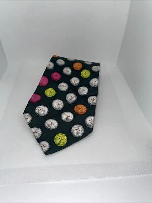 Corbata de cuello tradicional vintage magnífica Mouchoirs 100 % seda novedad pelotas de golf Foto 1 de 4