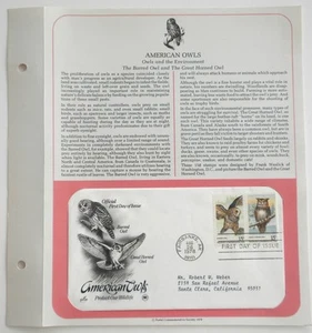 The Barred Owl & The Great Horned Owl Official First Day Of Issue Stamps - Picture 1 of 1