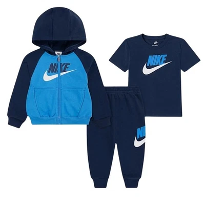 Nike Completo Tuta e T-shirt da Neonato Color Blocked Hbr Blu Taglia 18 M Cod... - Immagine 1 di 2