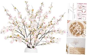 6 Pack 43" Artificial Cherry Blossom Branches, Realistic Silk Flowers with - Picture 1 of 8