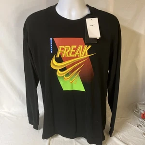 Nike Giannis Antetokounmpo Freak Large Loose Fit Black Long Sleeve Shirt Mens FS - Picture 1 of 9
