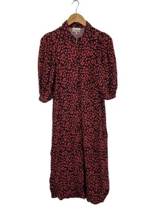 Ganni Women's Short Sleeve Dress 34 Black All-Over Pattern Lightweight Linen - Picture 1 of 5