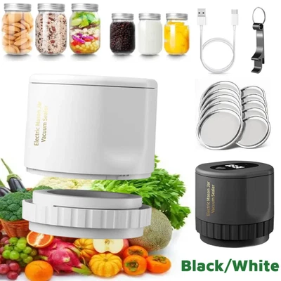 Mason Genie 真空封口机,80kPa Mason Jar 真空封口机 USB 充电 电动 全新 — 第 1/4 张图片