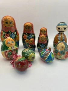 12 East European / Russian Hand Painted Matryoshka Dolls + Pysanky Eggs - - Picture 1 of 13