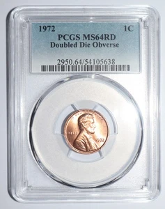 1972 Lincoln Cent Double Die Vorderseite PCGS MS 64 RD FS-101 - Bild 1 von 3