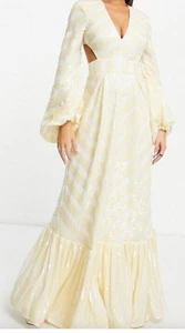 Maxi Vestido Edición ASOS Rayas Squin Nuevo con Etiquetas - Imagen 1 de 11